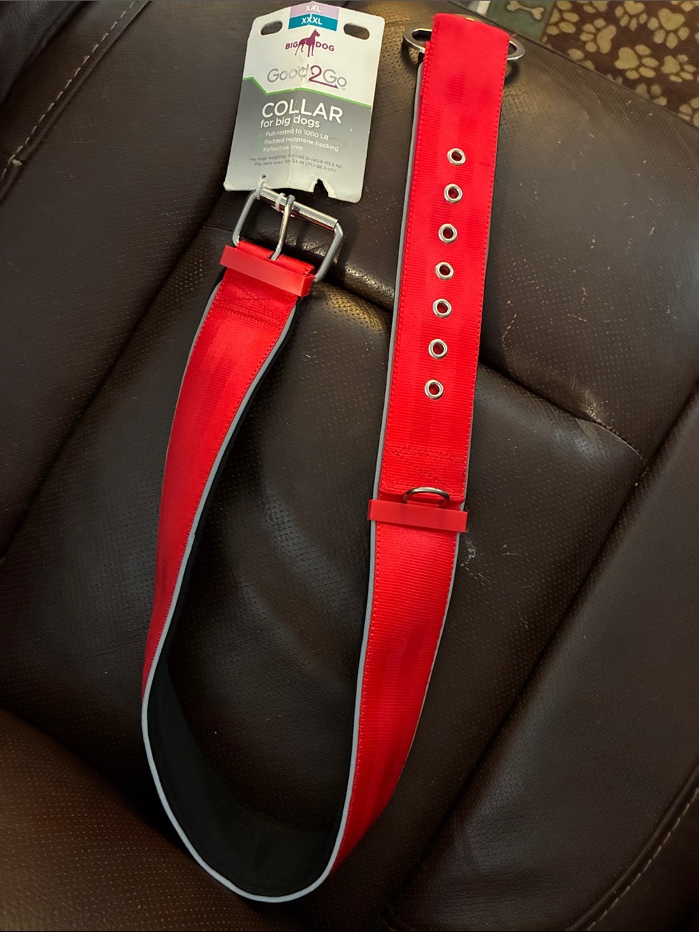Good2Go Red Reflective Nylon Belt-Style Collar for Large Dogs